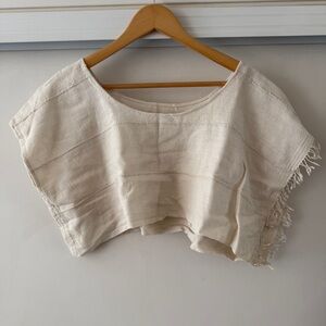 Mira Blackman Cropped Boxy Top in Natural Cream